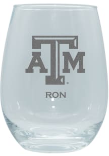 Texas A&amp;M Aggies Personalized Laser Etched 15oz Stemless Wine Glass
