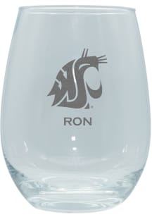 Washington State Cougars Personalized Laser Etched 15oz Stemless Wine Glass