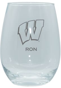 Wisconsin Badgers Personalized Laser Etched 15oz Stemless Wine Glass