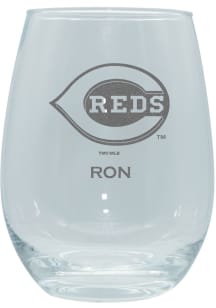 Cincinnati Reds Personalized Laser Etched 15oz Stemless Wine Glass