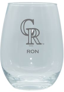 Colorado Rockies Personalized Laser Etched 15oz Stemless Wine Glass