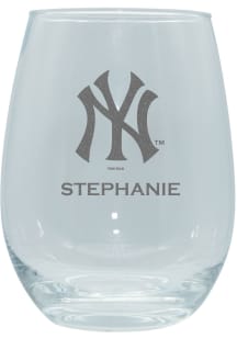 New York Yankees Personalized Laser Etched 15oz Stemless Wine Glass