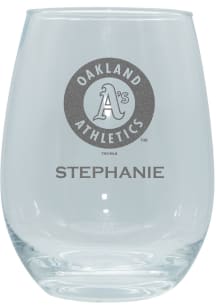 Oakland Athletics Personalized Laser Etched 15oz Stemless Wine Glass