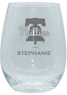 Philadelphia Phillies Personalized Laser Etched 15oz Stemless Wine Glass