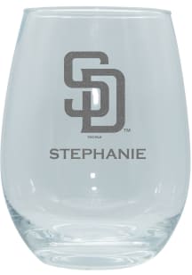 San Diego Padres Personalized Laser Etched 15oz Stemless Wine Glass
