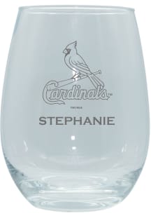 St Louis Cardinals Personalized Laser Etched 15oz Stemless Wine Glass