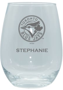 Toronto Blue Jays Personalized Laser Etched 15oz Stemless Wine Glass