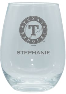 Texas Rangers Personalized Laser Etched 15oz Stemless Wine Glass