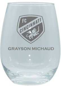 FC Cincinnati Personalized Laser Etched 15oz Stemless Wine Glass