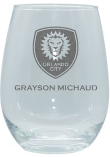 Orlando City SC Personalized Laser Etched 15oz Stemless Wine Glass