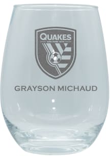 San Jose Earthquakes Personalized Laser Etched 15oz Stemless Wine Glass