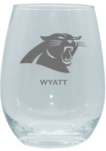 Carolina Panthers Personalized Laser Etched 15oz Stemless Wine Glass