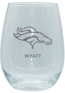Denver Broncos Personalized Laser Etched 15oz Stemless Wine Glass
