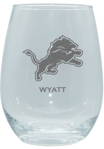 Detroit Lions Personalized Laser Etched 15oz Stemless Wine Glass