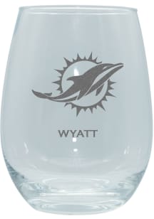 Miami Dolphins Personalized Laser Etched 15oz Stemless Wine Glass
