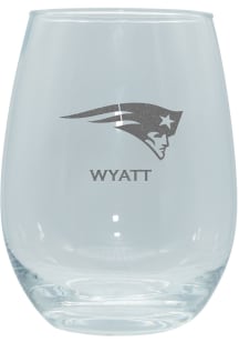 New England Patriots Personalized Laser Etched 15oz Stemless Wine Glass