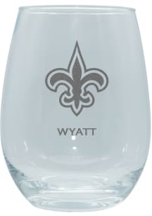 New Orleans Saints Personalized Laser Etched 15oz Stemless Wine Glass
