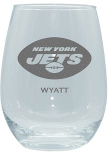 New York Jets Personalized Laser Etched 15oz Stemless Wine Glass