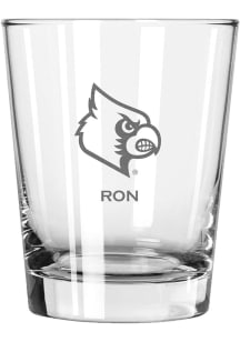 Louisville Cardinals Personalized Laser Etched 15oz Double Old Fashioned Rock Glass