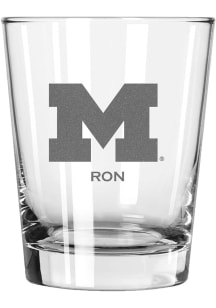 Michigan Wolverines Personalized Laser Etched 15oz Double Old Fashioned Rock Glass