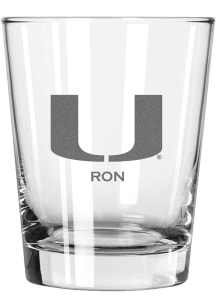 Miami Hurricanes Personalized Laser Etched 15oz Double Old Fashioned Rock Glass
