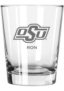 Oklahoma State Cowboys Personalized Laser Etched 15oz Double Old Fashioned Rock Glass