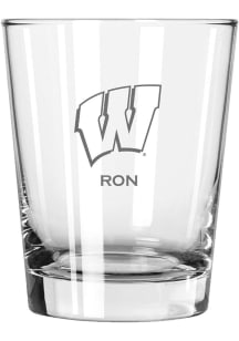 Wisconsin Badgers Personalized Laser Etched 15oz Double Old Fashioned Rock Glass