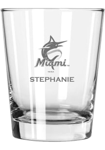 Miami Marlins Personalized Laser Etched 15oz Double Old Fashioned Rock Glass