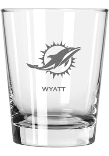 Miami Dolphins Personalized Laser Etched 15oz Double Old Fashioned Rock Glass