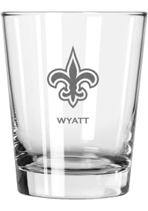 New Orleans Saints Personalized Laser Etched 15oz Double Old Fashioned Rock Glass