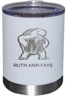 White Maryland Terrapins Personalized Laser Etched 12oz Lowball Tumbler