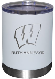 White Wisconsin Badgers Personalized Laser Etched 12oz Lowball Tumbler