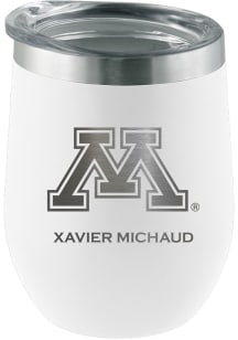 White Minnesota Golden Gophers Personalized Laser Etched 12oz Stemless Wine Tumbler