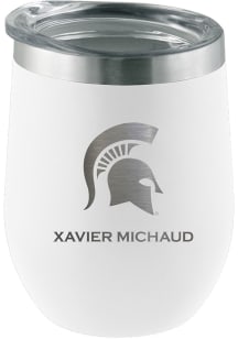 White Michigan State Spartans Personalized Laser Etched 12oz Stemless Wine Tumbler