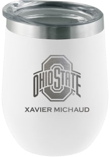 White Ohio State Buckeyes Personalized Laser Etched 12oz Stemless Wine Tumbler
