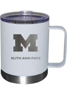 White Michigan Wolverines Personalized Laser Etched 12oz Lowball Tumbler
