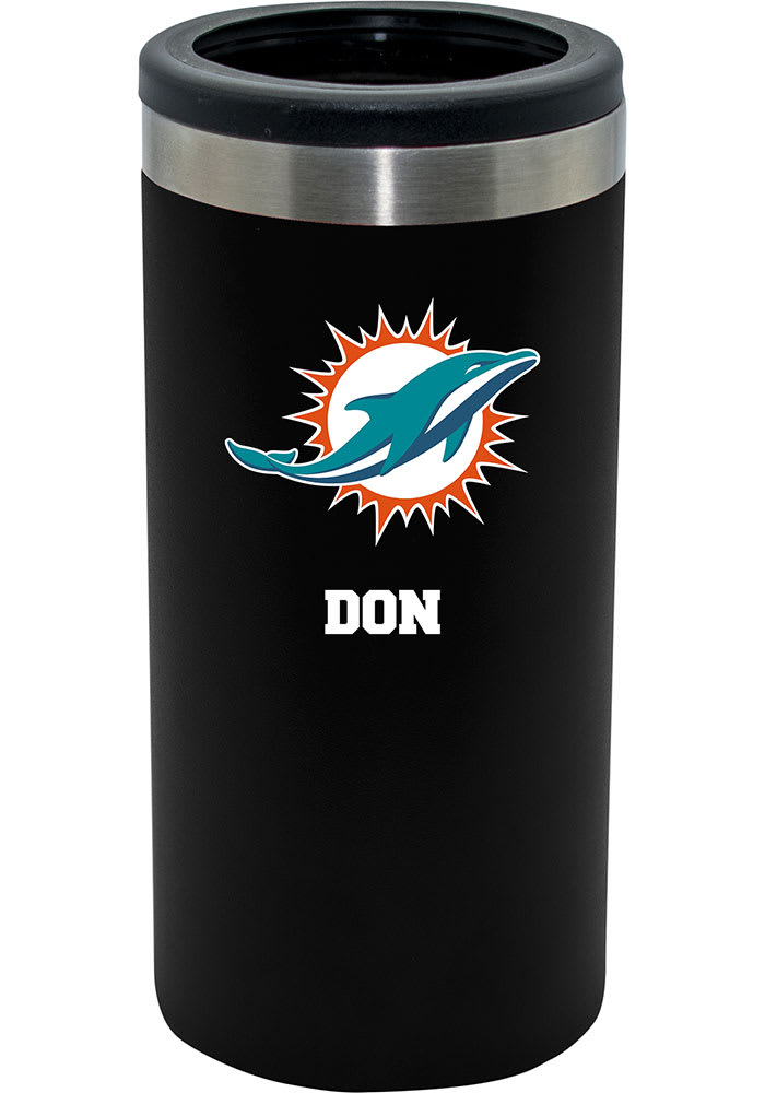 Black Miami Dolphins 12oz. Personalized Slim Can Holder