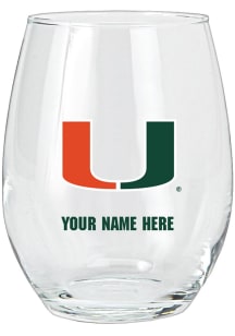 Miami Hurricanes Personalized Stemless Wine Glass
