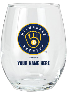 Milwaukee Brewers Personalized Stemless Wine Glass