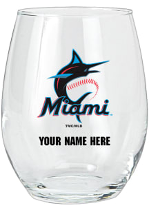 Miami Marlins Personalized Stemless Wine Glass