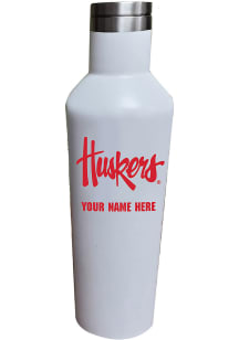 White Nebraska Cornhuskers Personalized 17oz Water Bottle