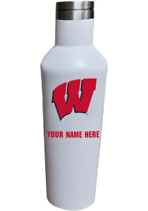 White Wisconsin Badgers Personalized 17oz Water Bottle