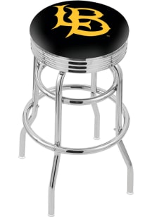Cal State Long Beach Double-Ring Swivel Chrome Pub Stool - Black