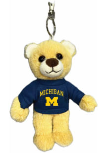 Yellow Michigan Wolverines 4.5inch Fluffy Bear Keychain