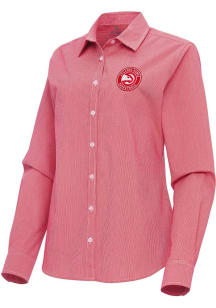 Antigua Atlanta Hawks Womens Porter Long Sleeve Red Dress Shirt