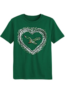 Philadelphia Eagles Girls Kelly Green Heart Shot Retro Short Sleeve T-Shirt