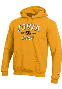Mens Iowa Hawkeyes Gold Champion Est Alumni Powerblend Hooded Sweatshirt