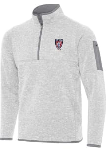 Antigua Indy Eleven Mens Grey Fortune Long Sleeve Qtr Zip Pullover