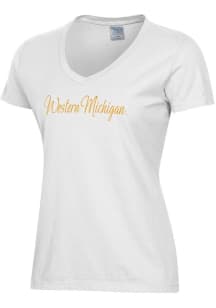 Womens Western Michigan Broncos White ComfortWash Script Garment Dyed Short Sleeve T-Shirt