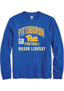 mason lindsay Mens Blue Pitt Panthers NIL Arch Logo Long Sleeve Player T Shirt